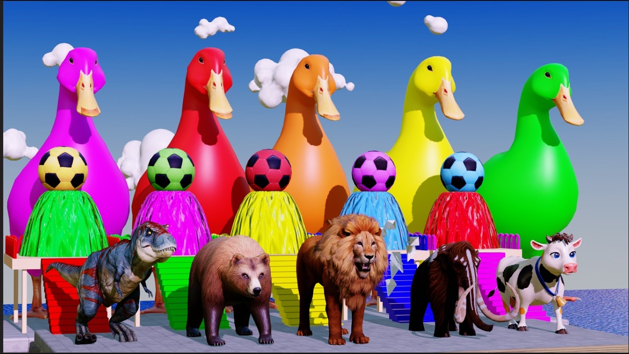 Long Slide Game with Colourful Duck Cow Tiger Gorilla Dog Elephant 3d Animal Game Funny 3d Animals |