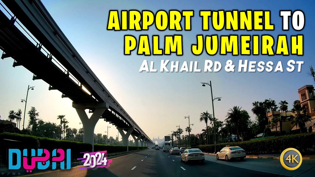 Driving in Dubai 🇦🇪 Airport Tunnel to Palm Jumeirah in Evening [4K] (July 2024)