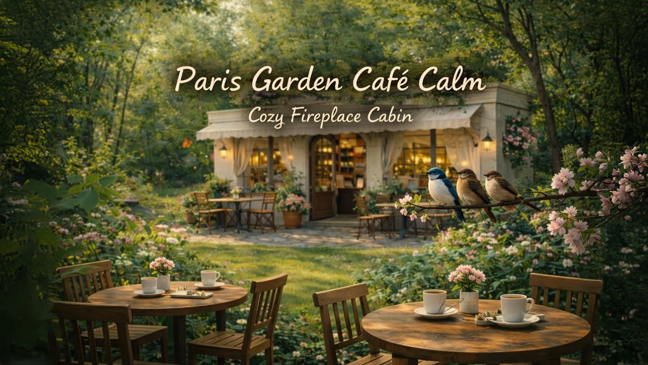 Peaceful Garden Café in Paris 🌿 | Birds Chirping & Natural Spring Ambience