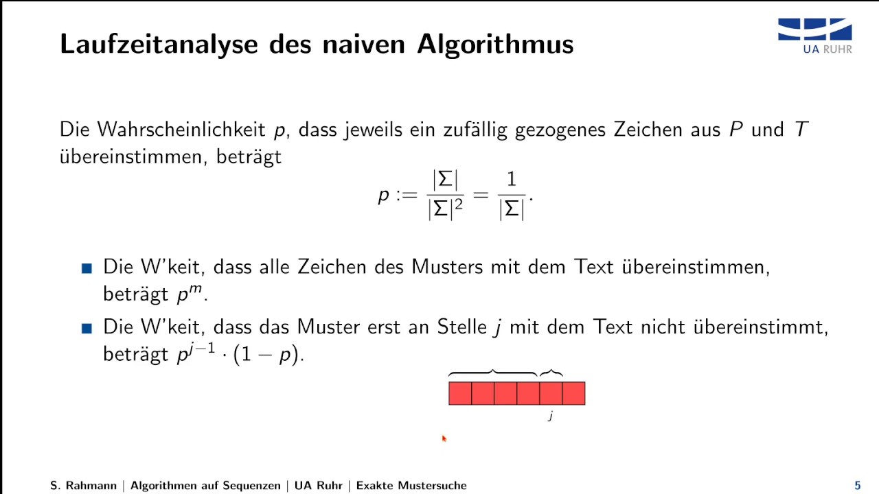 Algorithmen auf Sequenzen Teil 02: Naiver Algorithmus für die exakte Mustersuche
