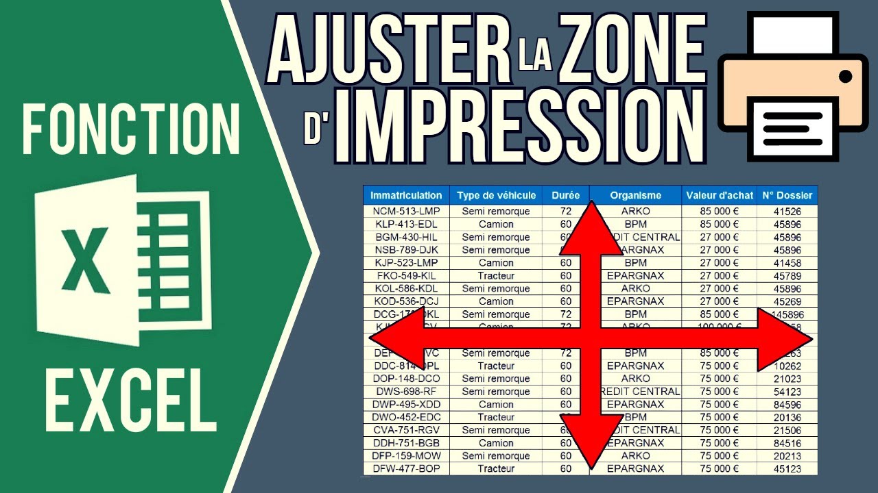 EXCEL - AJUSTER LA ZONE D'IMPRESSION D'UN FICHIER (Centrer le contenu, mettre à l'échelle, marges..)