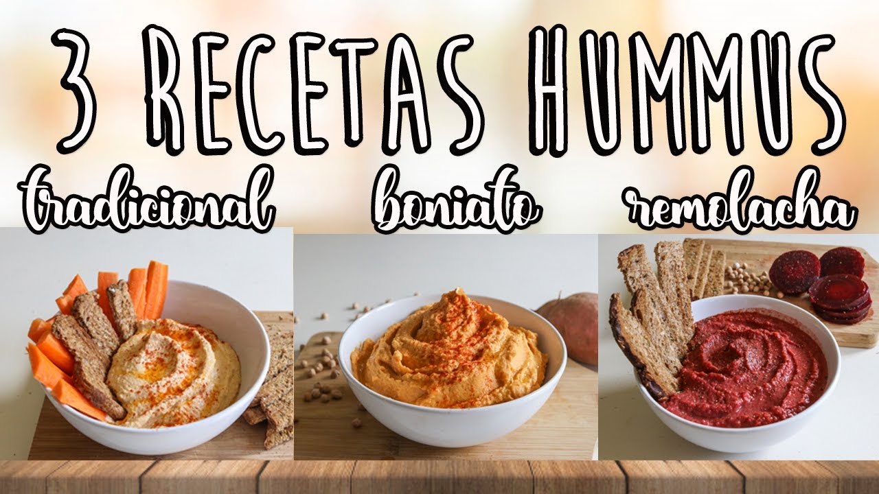 3 RECETAS HUMMUS 😋Hummus tradicional, hummus boniato🍠 hummus remolacha 🍆