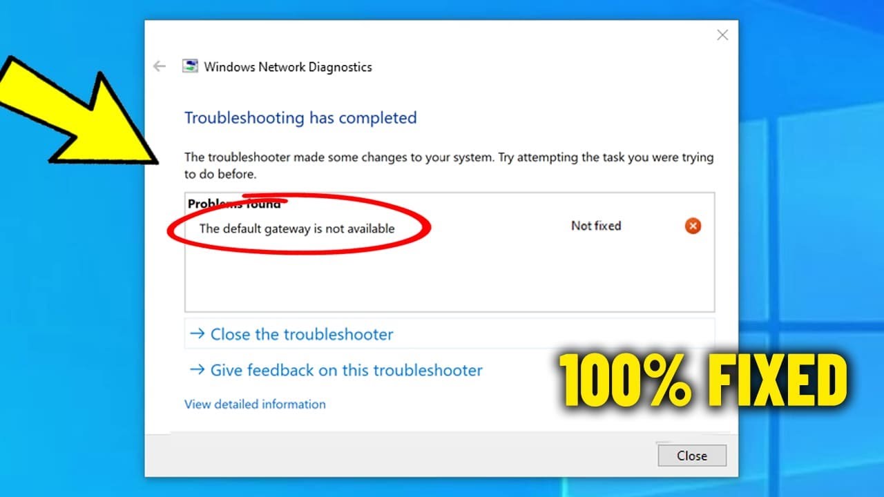 Fix The default gateway is not available in Windows 10 / 11 / 8 / 7 - How To Solve This Error ✅