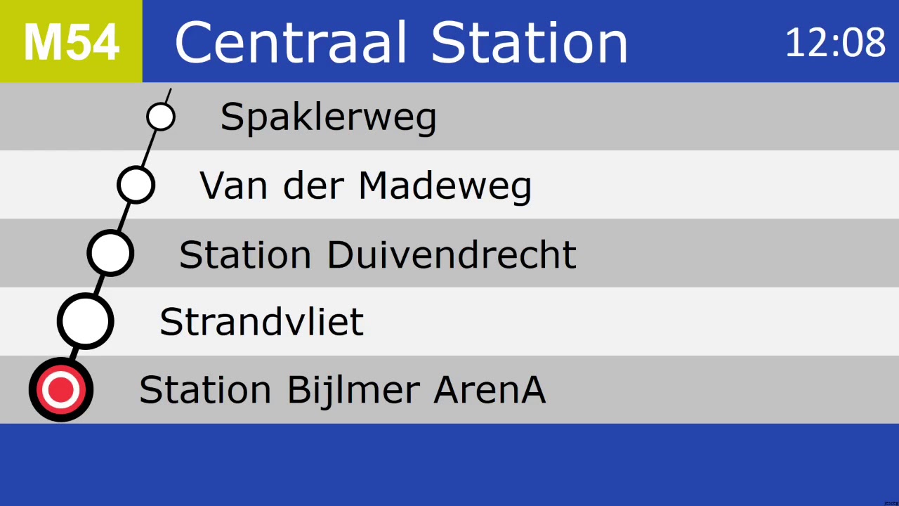 [GVB Metro Amsterdam] Omroepen Lijn 54 Gein - Centraal Station