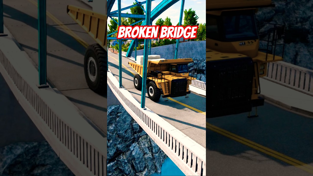 BeamNG.drive - Broken Bridge  🚚🌉🚗😂 6