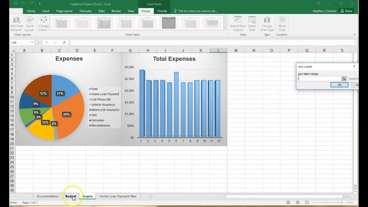 Change an Axis label on a graph Excel