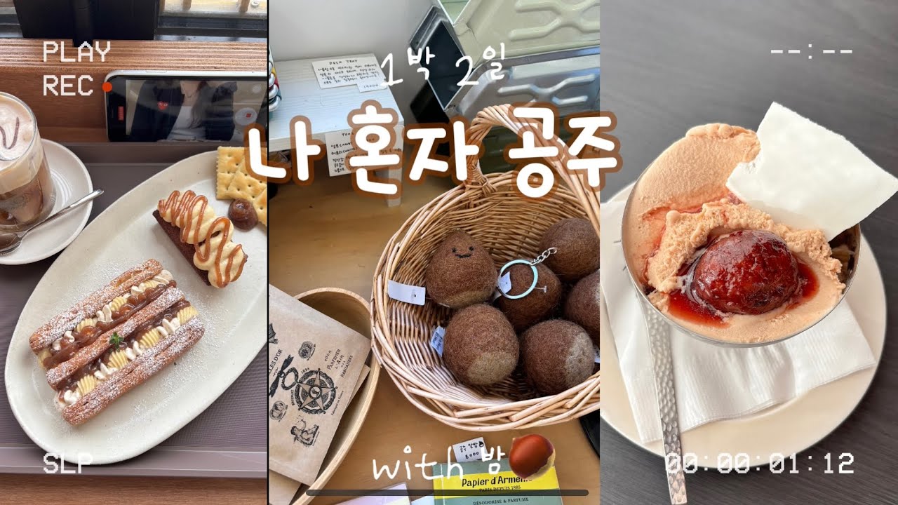 🌰나혼자 1박2일 공주여행 vlogㅣ뚜벅이 코스추천•밤디저트(밤밀푀유,밤모찌,밤아이스크림 등)•알밤순대•알밤육회비빔밥