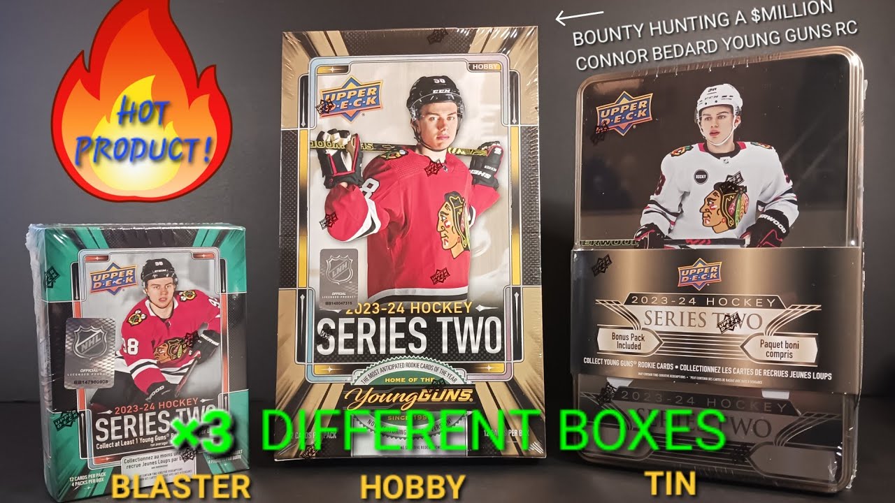 🏒 2023-24 UPPER DECK SERIES 2 HOBBY, TIN, & BLASTER BOX 🗣HIGH PRICES vs 💰 $MILLION BOUNTY BEDARD RC