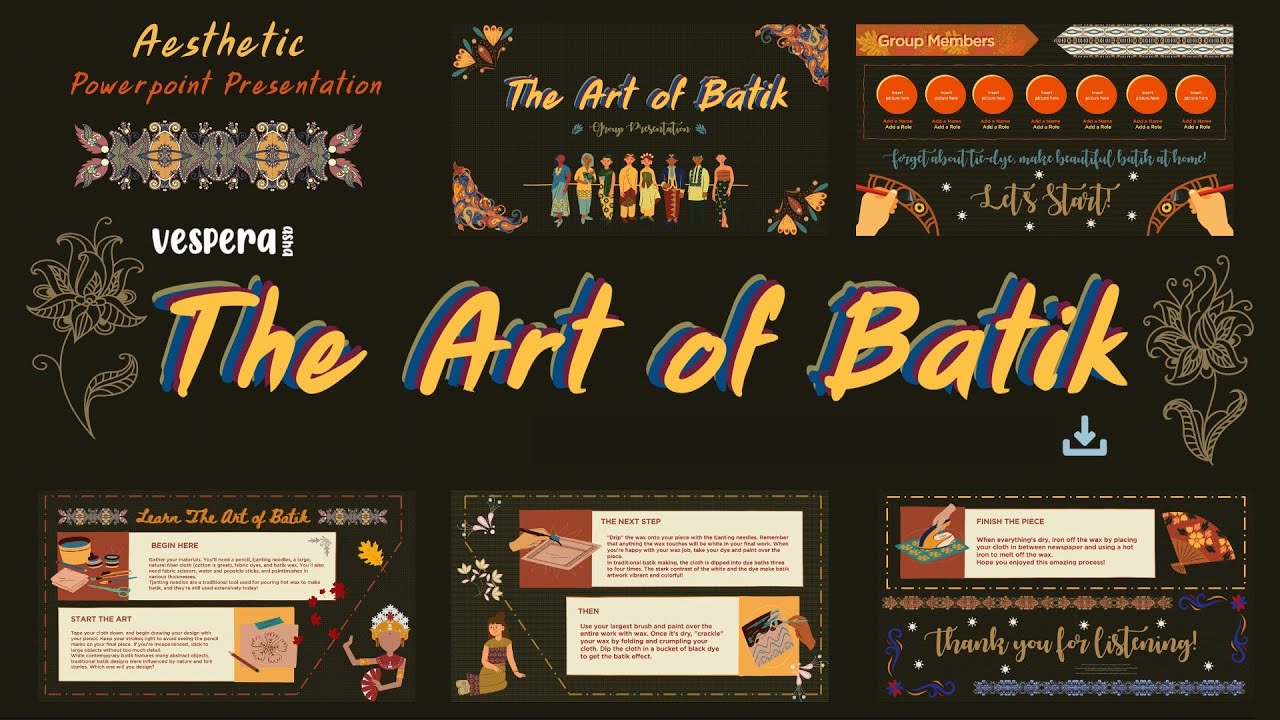Aesthetic Powerpoint Presentation Template | Animated  PPT | (The Art of Batik) Vespera Asha