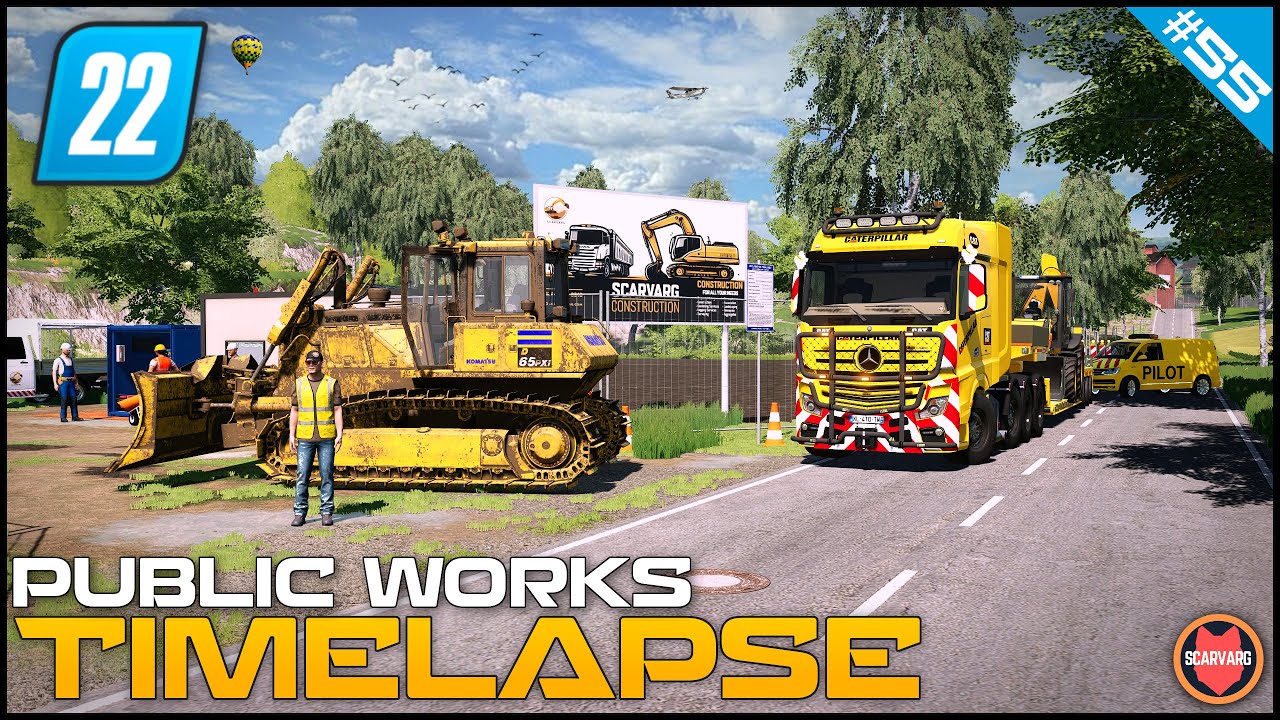 🚧 Выравнивание площадки под новую базу с помощью бульдозера Komatsu D65 ⭐ FS22 Таймлапс городских...