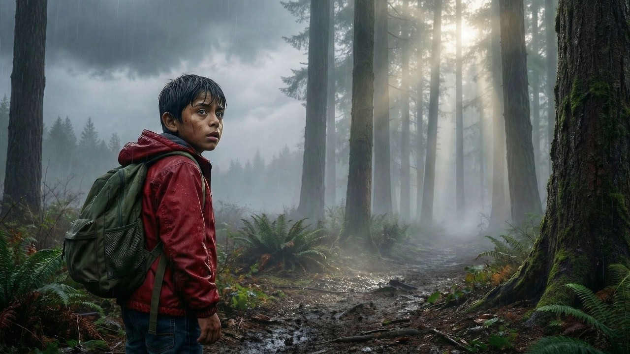 Un niño se perdió en el bosque durante una tormenta… decía que un “hombre gigante” lo guió a salvo