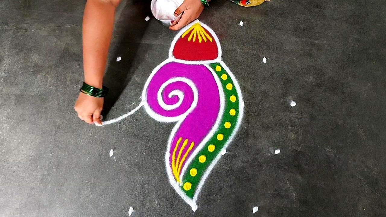 Puratasi 1 beautiful sangu kolam|5*3 vinayagar chaturthi kolam|Vinayaka chavithi Excellent rangoli