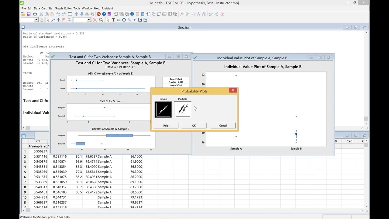 Video 50 - Minitab - Hypothesis Testing - ESTIEM LSS Course