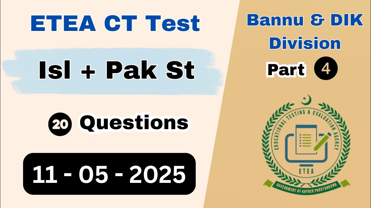 ETEA CT Bannu & DIK Division 11-05-2025 Part 4 | CT Test Bannu Division | CT Test DIK Division