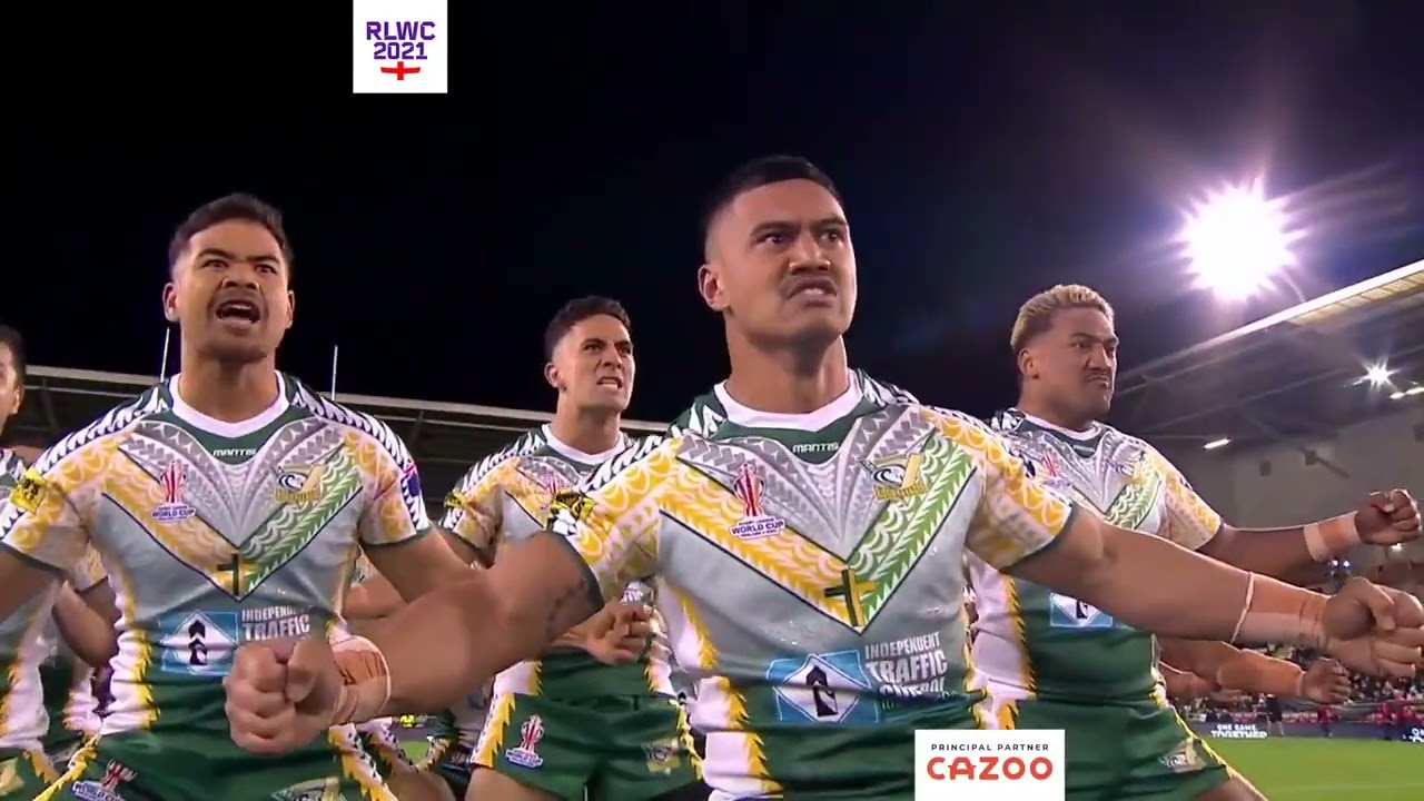 RLWC 2021 Cook Island vs Wales first opening game. Pe'e Haka.