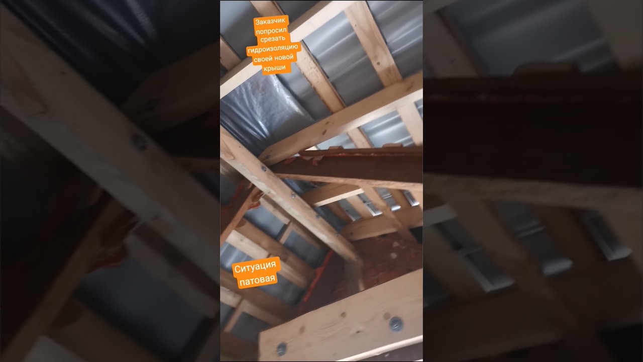 заказчик решил срезать гидроизоляцию новой крыши #стройка #домсвоимируками #ремонт #ремонтвдоме
