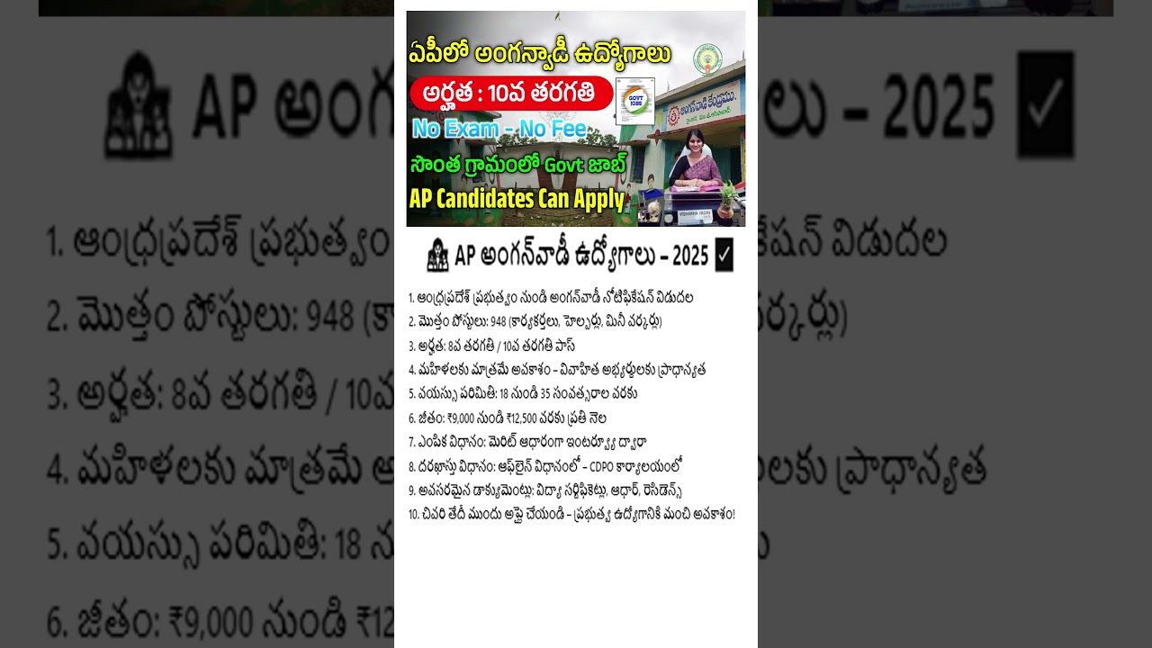 👩‍👧‍👦 AP అంగన్‌వాడీ ఉద్యోగాలు – 2025 ✅