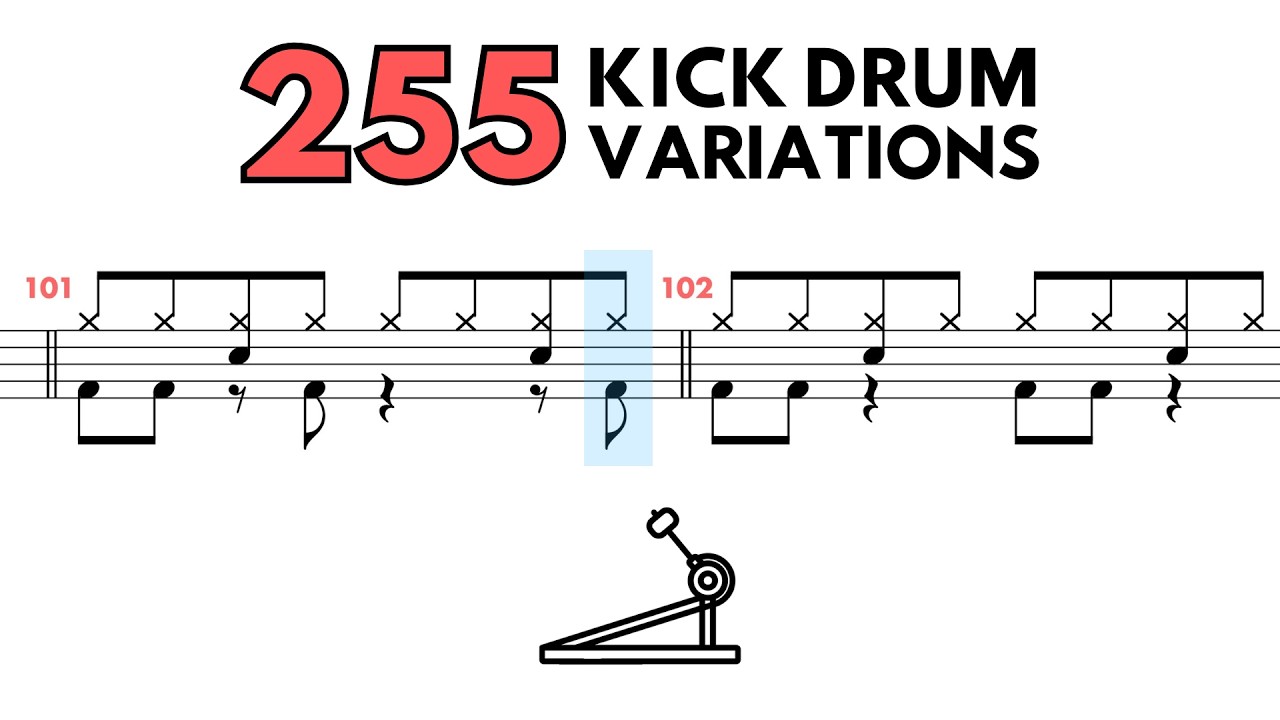 Every Possible Kick Drum Pattern for a Straight-Eighth Groove (255 Variations)
