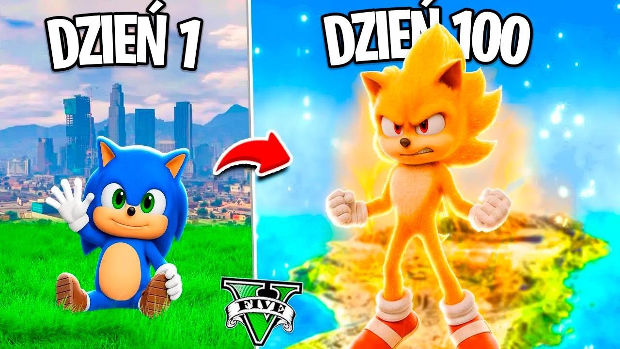 Przetrwałem 100 dni jako Sonic z filmu w GTA 5! (mod Sonic Movie)