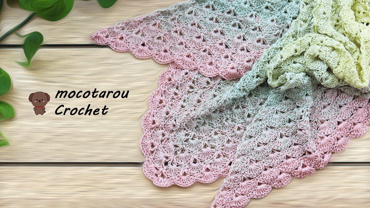 また800mを編みきりました。1玉シリーズ 114 かぎ針編みショール編み方