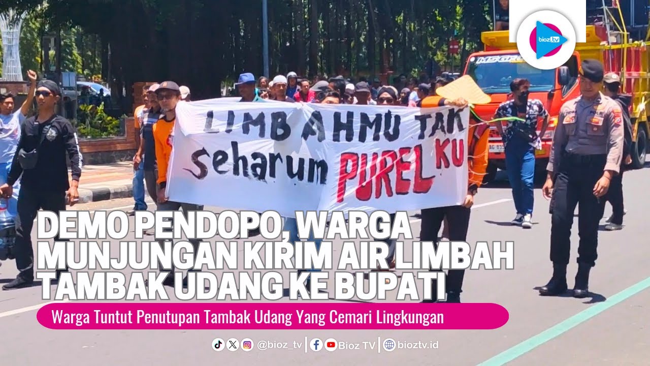 Demo Pendopo Trenggalek, Ratusan Warga Munjungan Kirim Air Limbah Tambak Udang Ke Bupati - bioztv.id