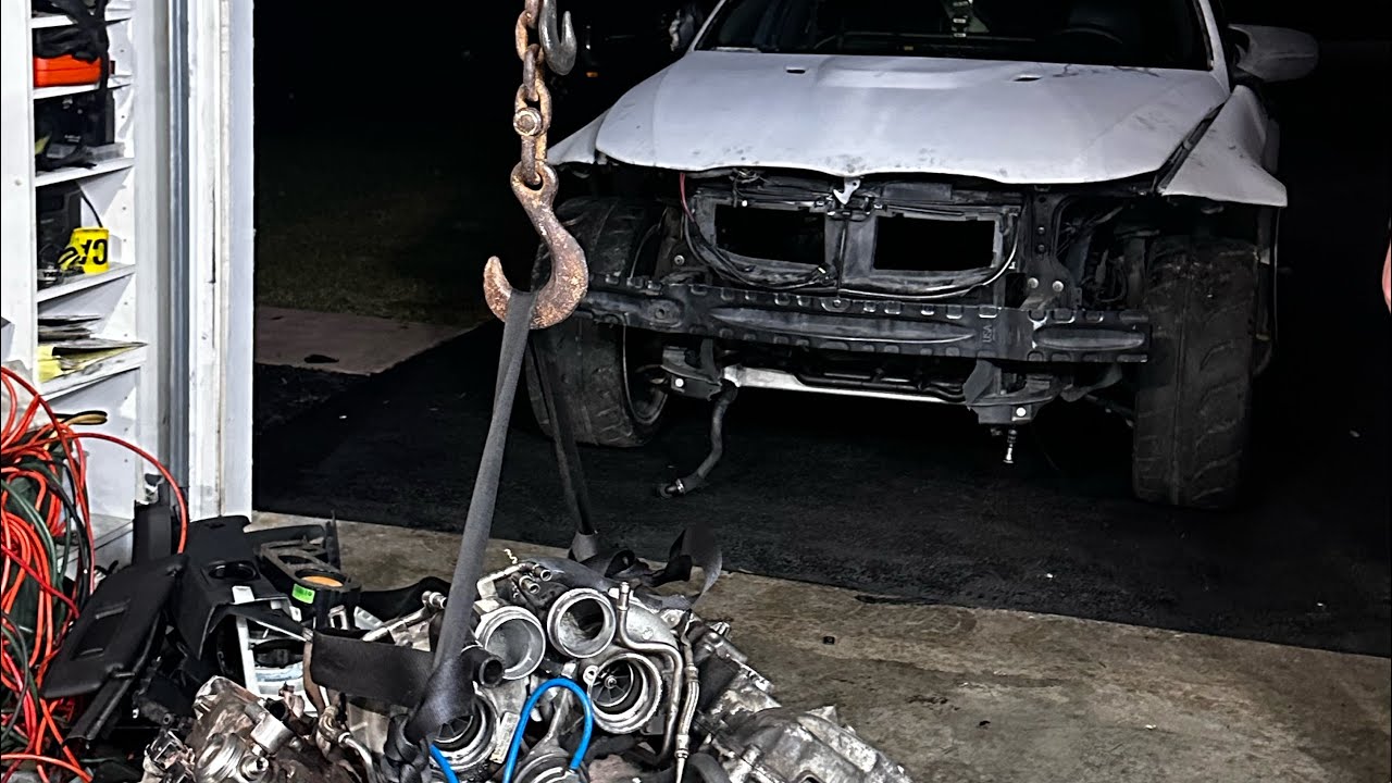 X5M went to the scrap yard!! S63 fits in e90!!