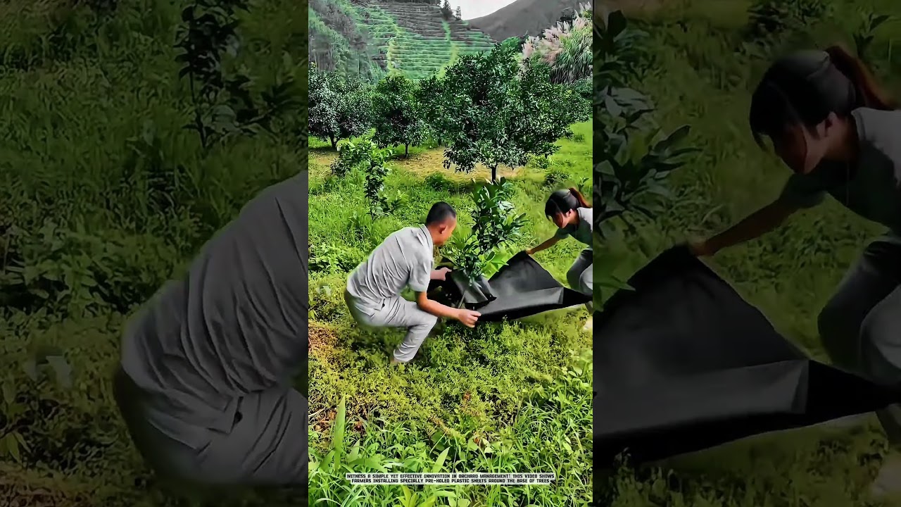 Covering Trees with Pre-Holed Plastic: Soil Aeration for Healthier Growth #AgriculturalInnovation