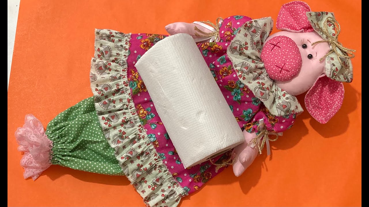 Puxa saco e porta papel toalha de porquinha