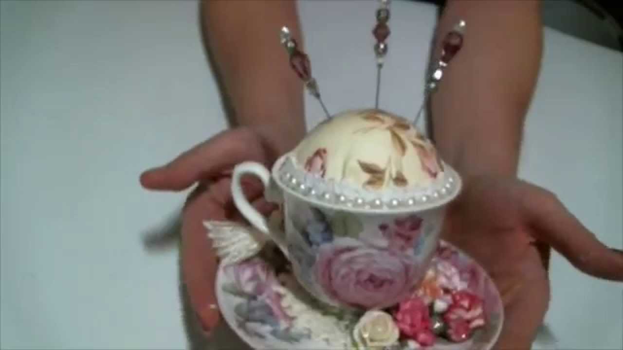 Teacup pin cushion