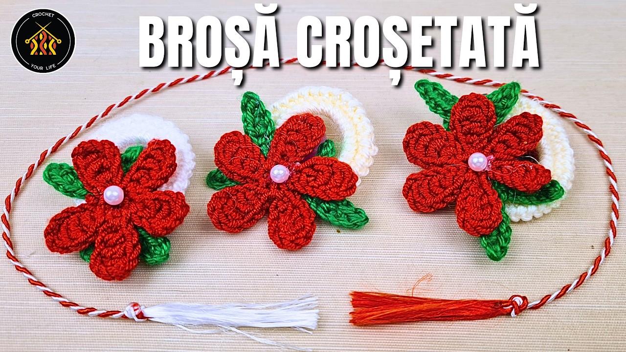 Cum Crosetam o Brosa cu Floare? 🧶 Proiect Rapid de 1 si 8 Martie