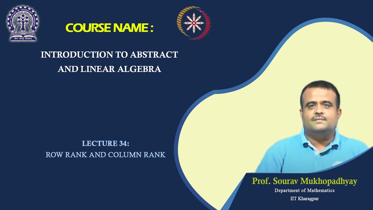 Lecture 34: Row rank and Column rank