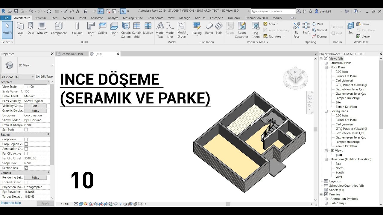 REVİT 2020 | İNCE DÖŞEME (CERAMIC TILE AND PARQUET) | PROJEYE DEVAM 10