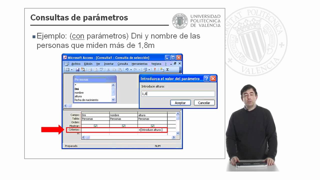 Microsoft Access - Consultas de parámetros | 11/33 | UPV