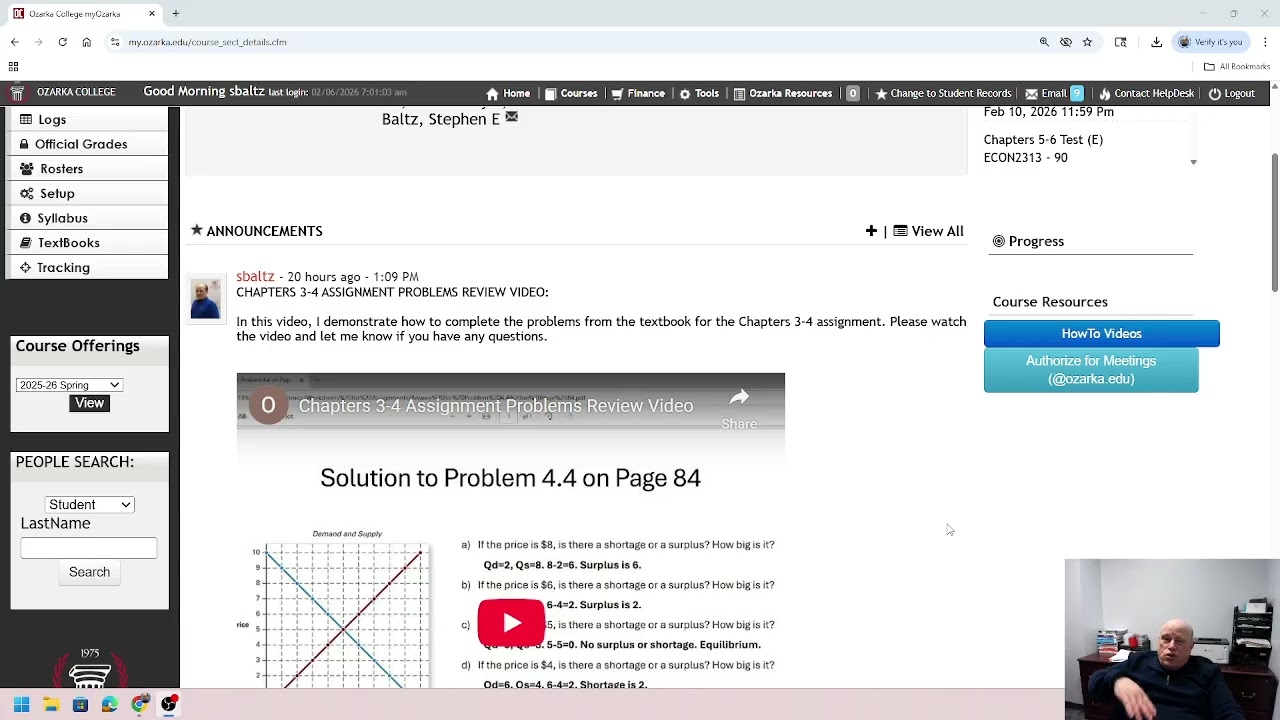 ECON2313 Microeconomics Spring 2026 Weeks 4-5 Video