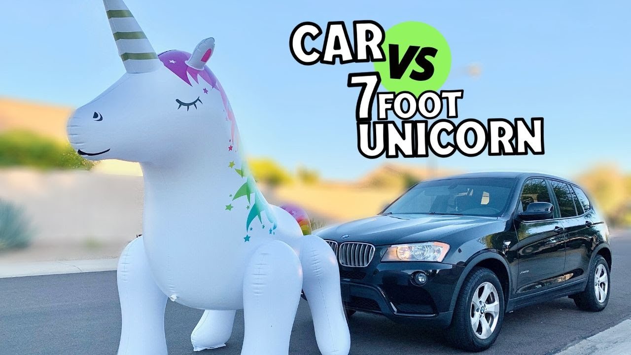 ASMR Crushing Crunchy and Soft Things with Car // CAR vs 7-FOOT UNICORN!!!