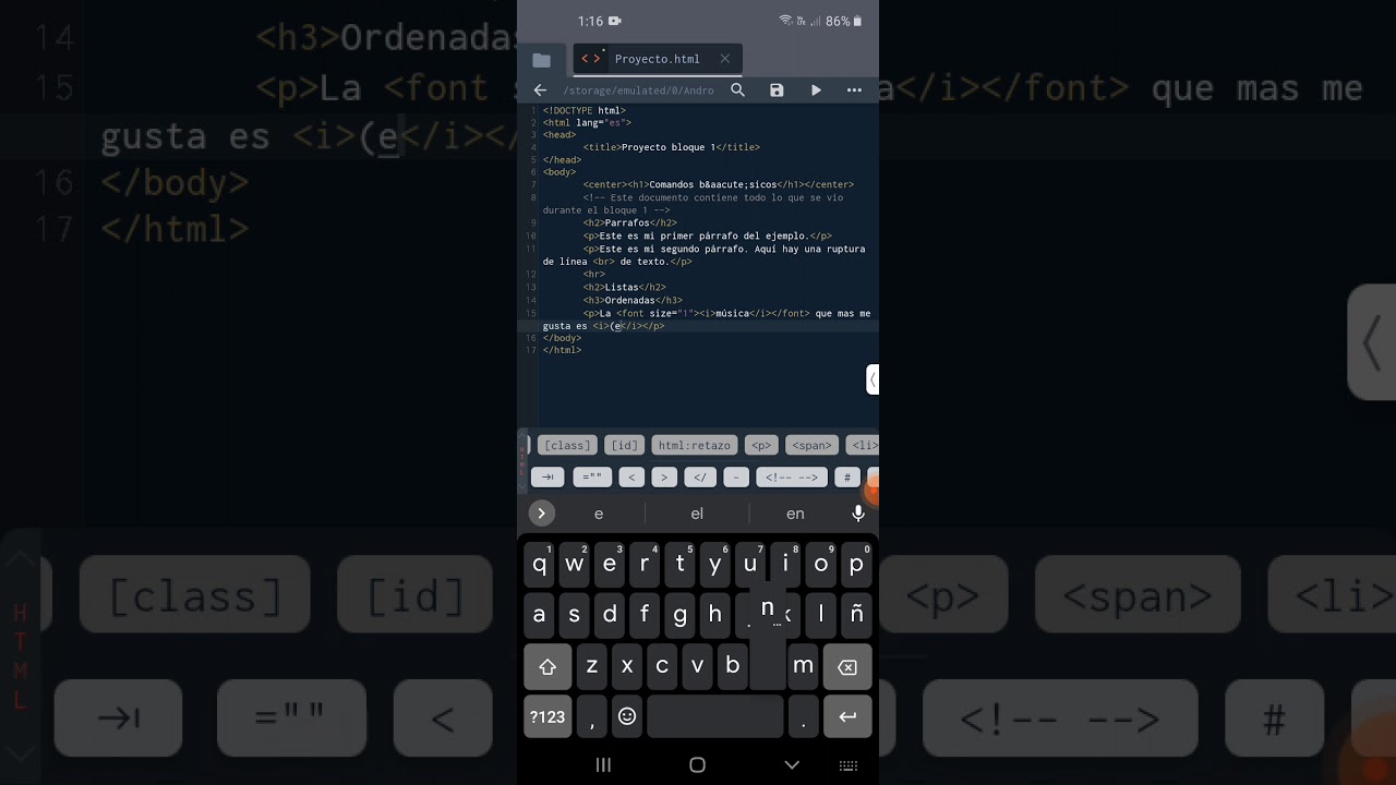 Estructura básica de un HTML con TrebEdit