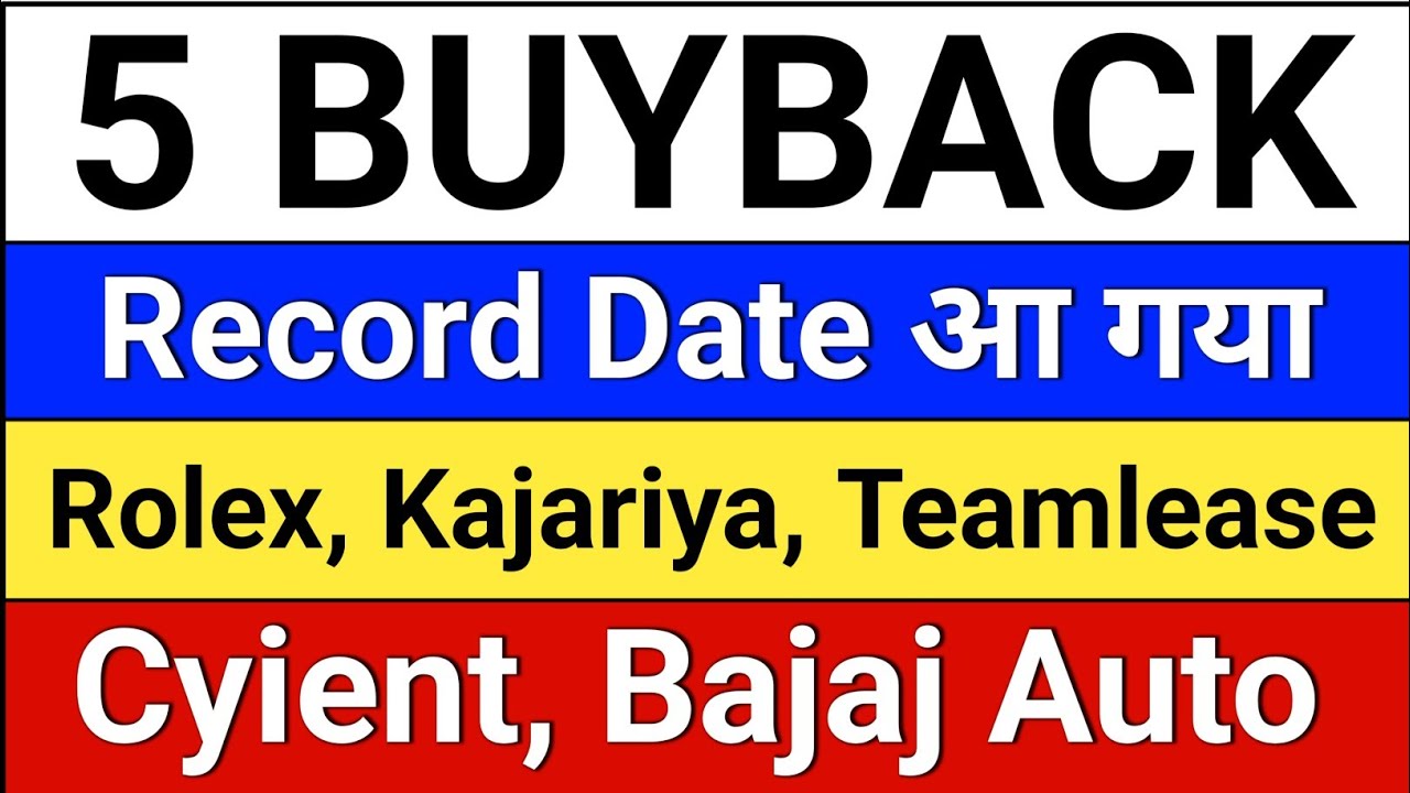 5 Buyback Record Date? teamlease share, kajaria ceramics, cyient buyback, Bajaj Auto. rolex rings