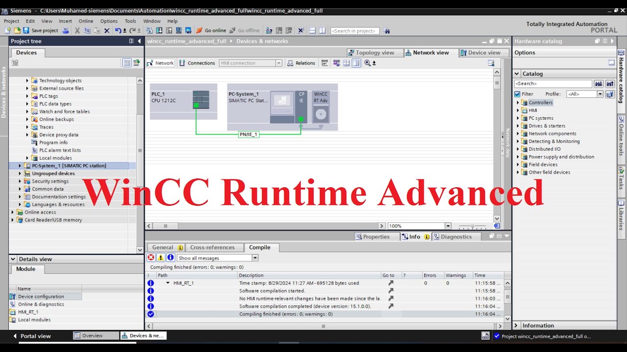 TIA Portal WinCC Runtime Advanced - file generation