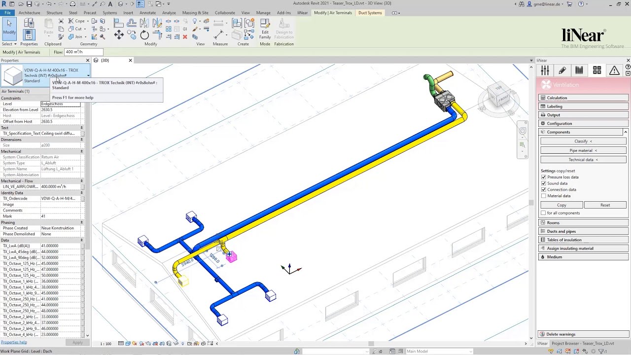 Manufacturer components in your ventilation design with Autodesk Revit