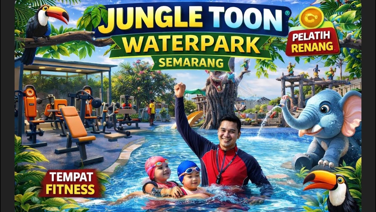 🔴#309 Jungle Toon Waterpark!! Waterpark di lengkapi Sarana Gym