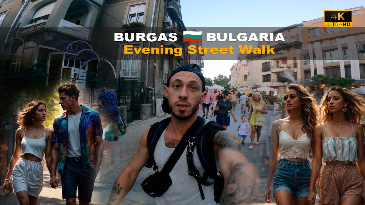 🏙️ Evening walk along the main pedestrian street of Burgas 🇧🇬 Bulgaria - Summer 2024