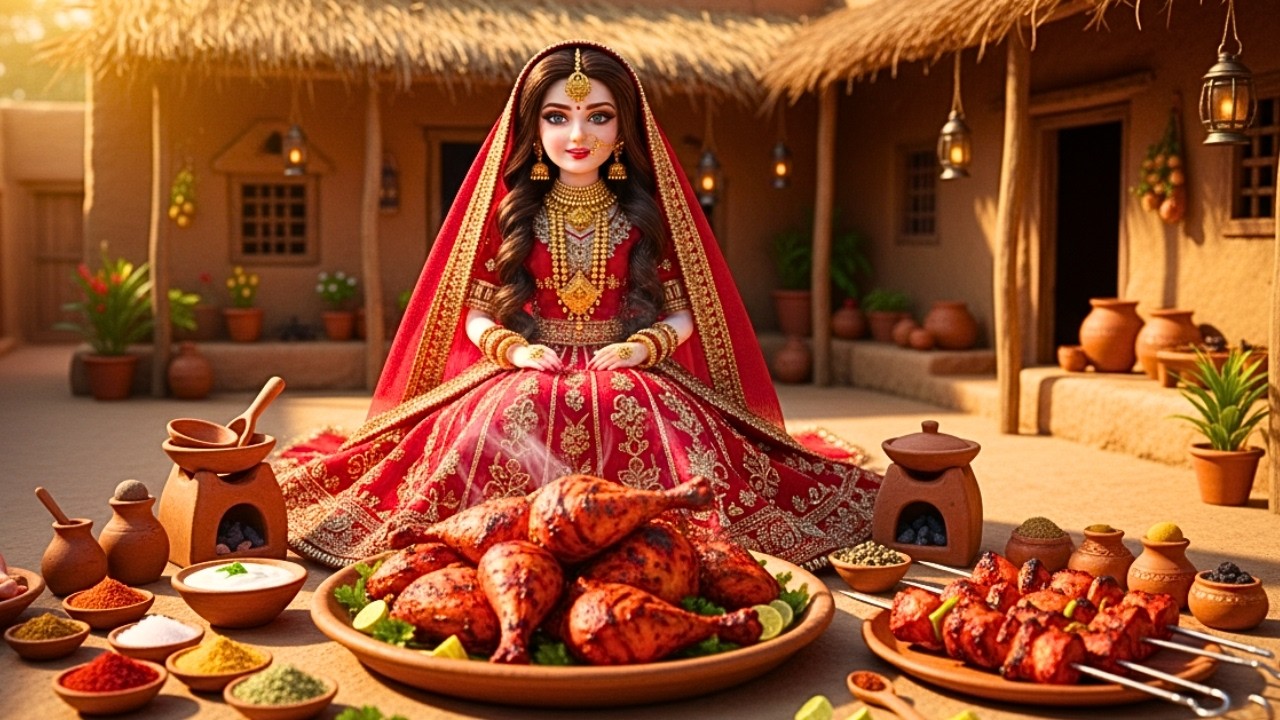 Miniature Red Bride Making Chicken Tandoori in Village Tandoor 🔥 | Sabiha Miniature ASMR