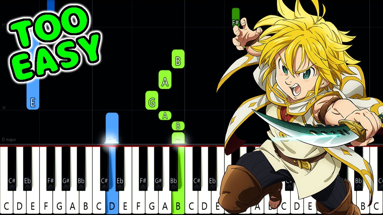 Netsujou no Spectrum - Nanatsu no Taizai OP 1- EASY Piano Tutorial [animelovemen]