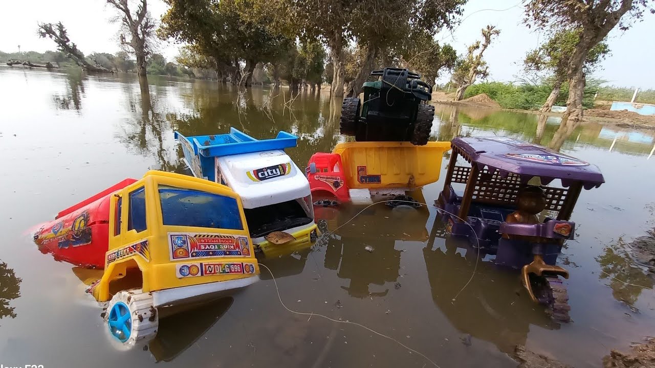 Ashok Leyland Tipper havy river jump and Mahindra thaar havy speed in the Juming