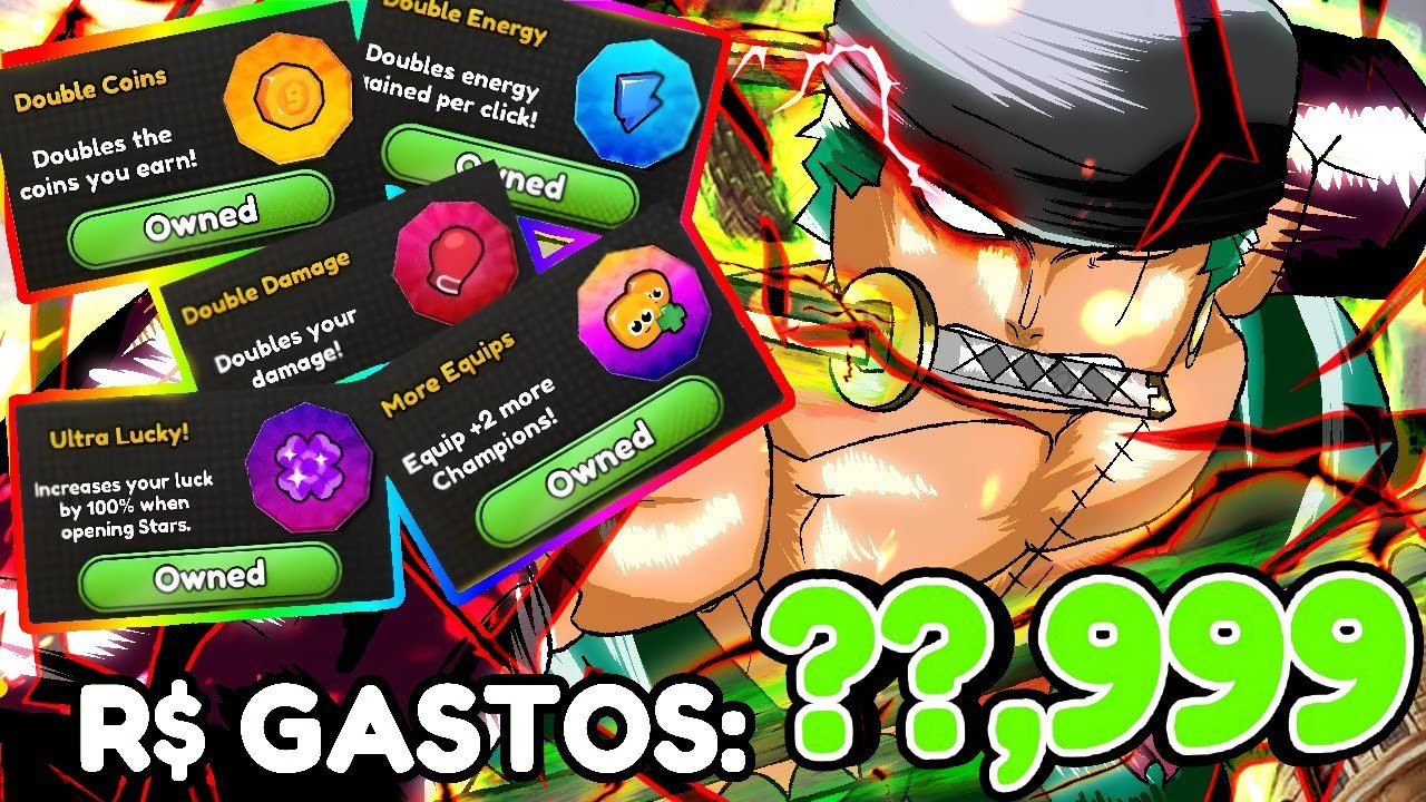 EU COMPREI 𝗧𝗢𝗗𝗔𝗦 𝗔𝗦 𝗚𝗔𝗠𝗘𝗣𝗔𝗦𝗦𝗘𝗦 NESSE JOGO DE ANIME DE ROBLOX PRA ZERAR ELE EM 𝟭 𝗗𝗜𝗔...