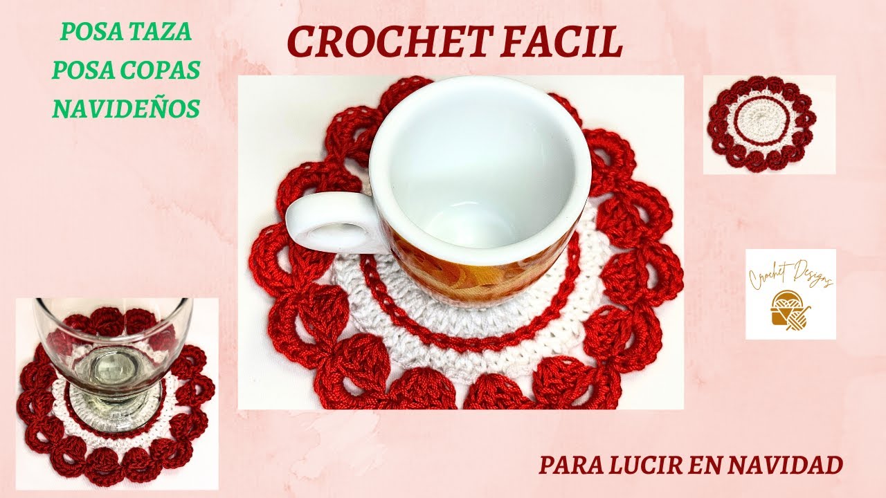 crochet tapete navideño posa copas/tazas super fácil en crochet designs