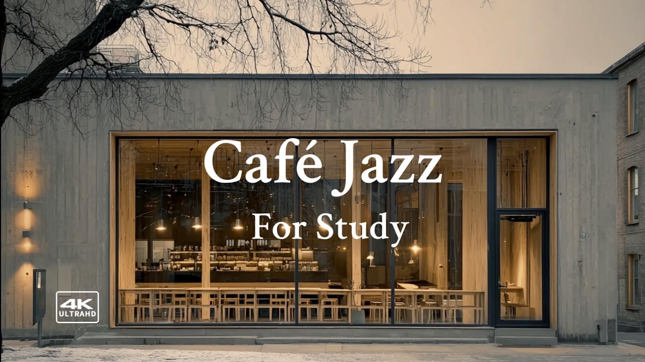 Cafe Jazz for Study & Focus ☕ 4K Relaxing Piano Jazz Music & Falling Snow [1 HOUR]