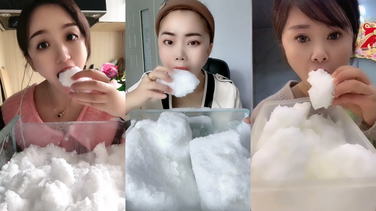 FREEZER FROST POWDERY ICE DRY ICE EATING ASMR ❄️ SQUEAKY SOUND SATISFYING MUKBANG 얼음먹방 ASMR 氷