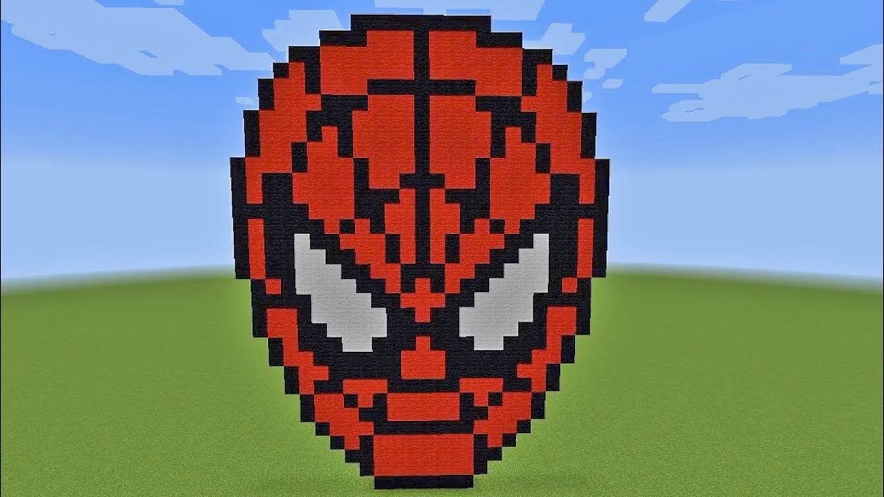 How To Build Spiderman Head Pixel Art In Minecraft