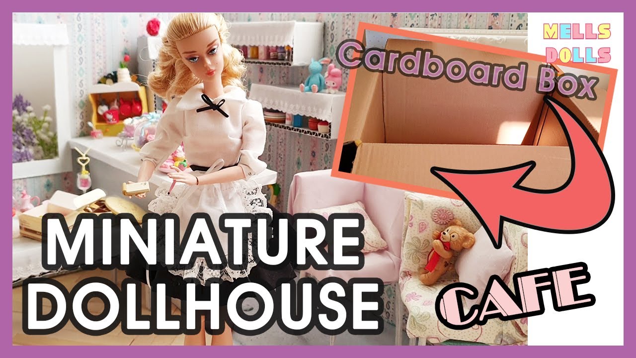 Miniature Dollhouse Cafe with a  Box! Sofa Cushion, Waitress Uniform and more!